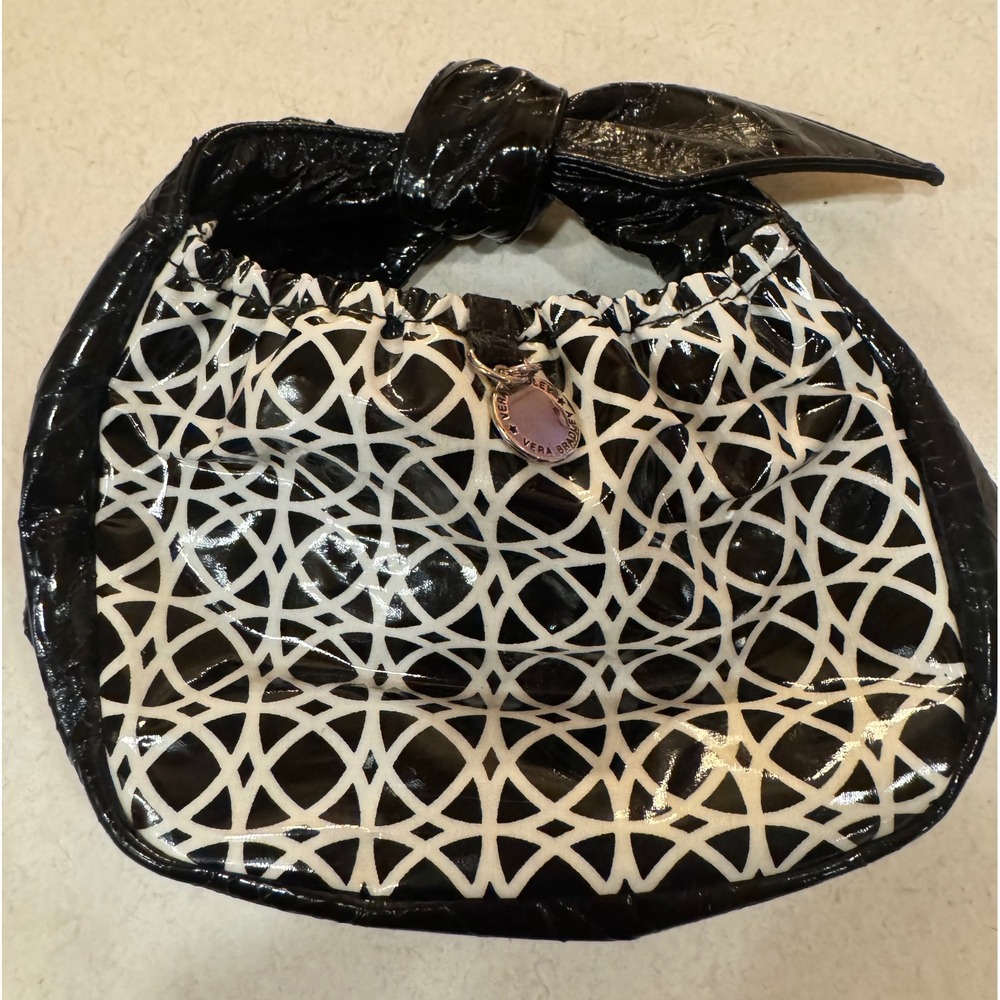 Vera Bradley "Frill"‎ Handbag – Black & White Vinyl Knot Handle – Y2K